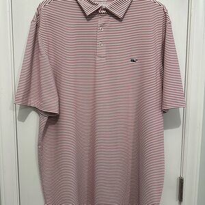 Vineyard Vines Burgundy and White Striped Polo